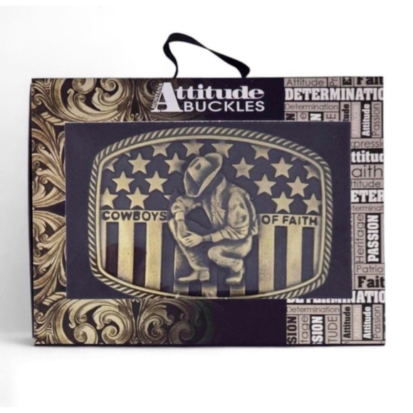 Montana Silversmiths Cowboys‎ Of Faith Heritage Flag Buckle Retail $50 - NEW - Picture 2 of 7